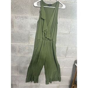 Spense Womens Sleeveless Jumpsuit Large Green